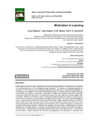 Motivation in Learning