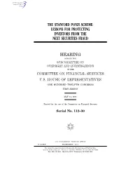 Stanford Ponzi Scheme: Lessons for Protecting Investors from the Next Securities Fraud