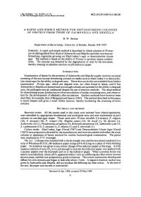 A Rapid and Simple Method for Distinguishing Colonies of Proteus from Those of Salmonella and Shigella