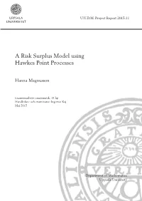 A Risk Surplus Model Using Hawkes Point Processes