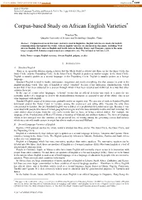 Corpus-Based Study on African English Varieties