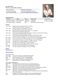 Curriculum Vitae Prof. Dr. Rer. Nat. Stefan A. Rensing Born