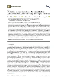 Dielectric and Bioimpedance Research Studies: a Scientometric Approach Using the Scopus Database