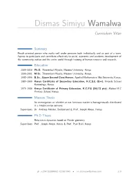 Dismas Simiyu Wamalwa – Curriculum Vitae