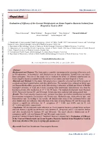 Evaluation of Efficacy of the Current Disinfectants on Gram-Negative Bacteria Isolated from Hospital in Yazd in 2014
