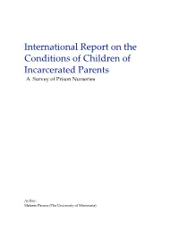 International Report on the Conditions of Children of Incarcerated Parents a Survey of Prison Nurseries