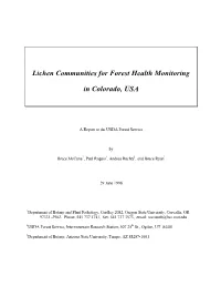 Lichen Communities for Forest Health Monitoring in Colorado