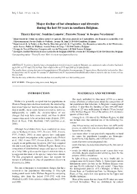 Major Decline of Bat Abundance and Diversity During the Last 50 Years in Southern Belgium