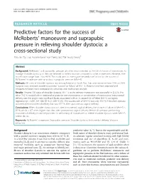 Predictive Factors for the Success Of