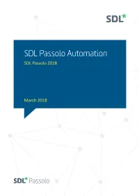 SDL Passolo Automation SDL Passolo 2018