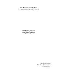 The Honorable Susan Molinari Oral History Interview Final Edited