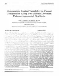 Comparative Spatial Variability in Faunal Composition Along Two Middle Devonian Paleoenvironmental Gradients