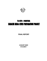 Final Report for Karachi Mega Cities Preparation Project