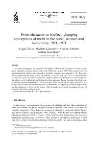 From Character to Intellect: Changing Conceptions of Merit in the Social Sciences and Humanities, 1951–1971