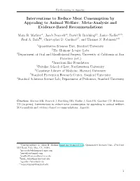 Interventions to Reduce Meat Consumption by Appealing to Animal Welfare: Meta-Analysis and Evidence-Based Recommendations
