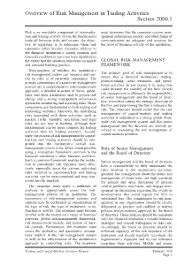 Overview of Risk Management in Trading Activities Section 2000.1