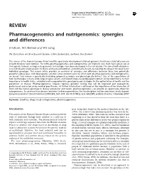 Pharmacogenomics and Nutrigenomics: Synergies and Differences