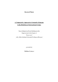 Doctoral Thesis a Comparative Approach to Normative Elements In