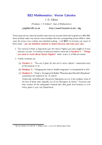 EE2 Mathematics: Vector Calculus