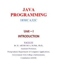 Java Programming 18Mca32c