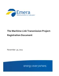 Maritime Link Transmission Project: Registration Document