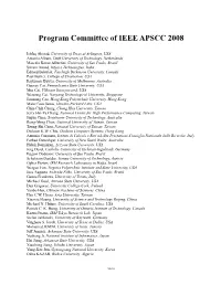 Program Committee of IEEE APSCC'08