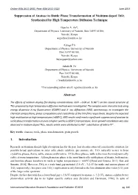 Suppression of Anatase to Rutile Phase Transformation of Niobium Doped Tio2 Synthesized by High Temperature Diffusion Technique