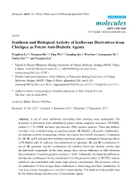Synthesis and Biological Activity of Isoflavone Derivatives from Chickpea As Potent Anti-Diabetic Agents