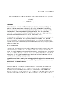 1 Zoology 202 – Experimental Report Does the Epiphragm Reduce The