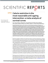 Calorie Restriction Is the Most Reasonable Anti-Ageing Intervention: a Meta-Analysis of Survival Curves