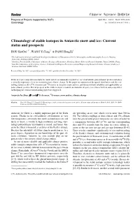 Climatology of Stable Isotopes in Antarctic Snow and Ice: Current Status and Prospects