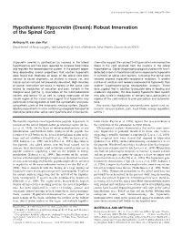 Hypothalamic Hypocretin (Orexin): Robust Innervation of the Spinal Cord