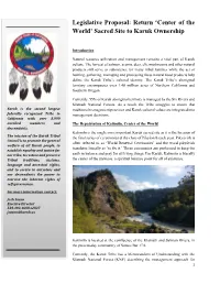 Legislative Proposal: Return 'Center of the World' Sacred Site to Karuk