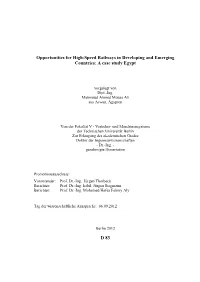 Opportunities for High-Speed Railways in Developing and Emerging Countries: a Case Study Egypt