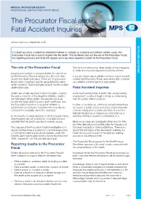 The Procurator Fiscal and Fatal Accident Inquiries