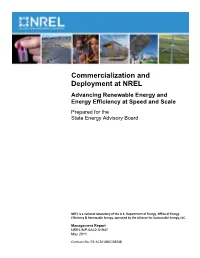 Commercialization and Deployment at NREL: Advancing Renewable