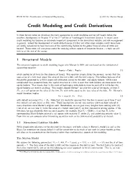 Credit Modeling and Credit Derivatives