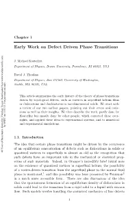 Early Work on Defect Driven Phase Transitions