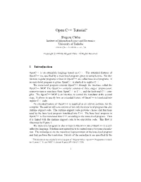 Open C++ Tutorial∗