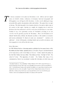 The American Revolution: a Historiographical Introduction
