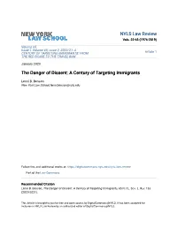 The Danger of Dissent: a Century of Targeting Immigrants