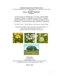 An Investigation of the Reproductive Ecology and Seed Bank