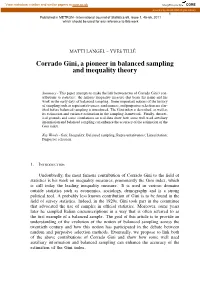 Corrado Gini, a Pioneer in Balanced Sampling and Inequality Theory