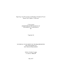 Improving Letter Recognition and Reading in Peripheral Vision: Sensory and Cognitive Constraints