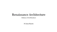 Renaissance Architecture History of Architecture