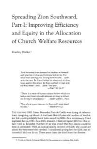 Spreading Zion Southward, Part I: Improving Efficiency and Equity in the Allocation of Church Welfare Resources
