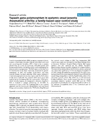 Tapasin Gene Polymorphism in Systemic Onset Juvenile Rheumatoid Arthritis
