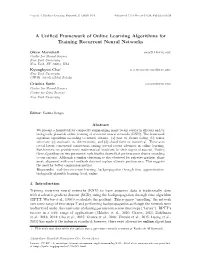 A Unified Framework of Online Learning Algorithms for Training