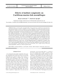 Effects of Habitat Complexity on Caribbean Marine Fish Assemblages