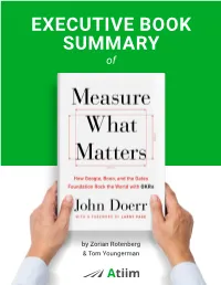 EXECUTIVE BOOK SUMMARY Of